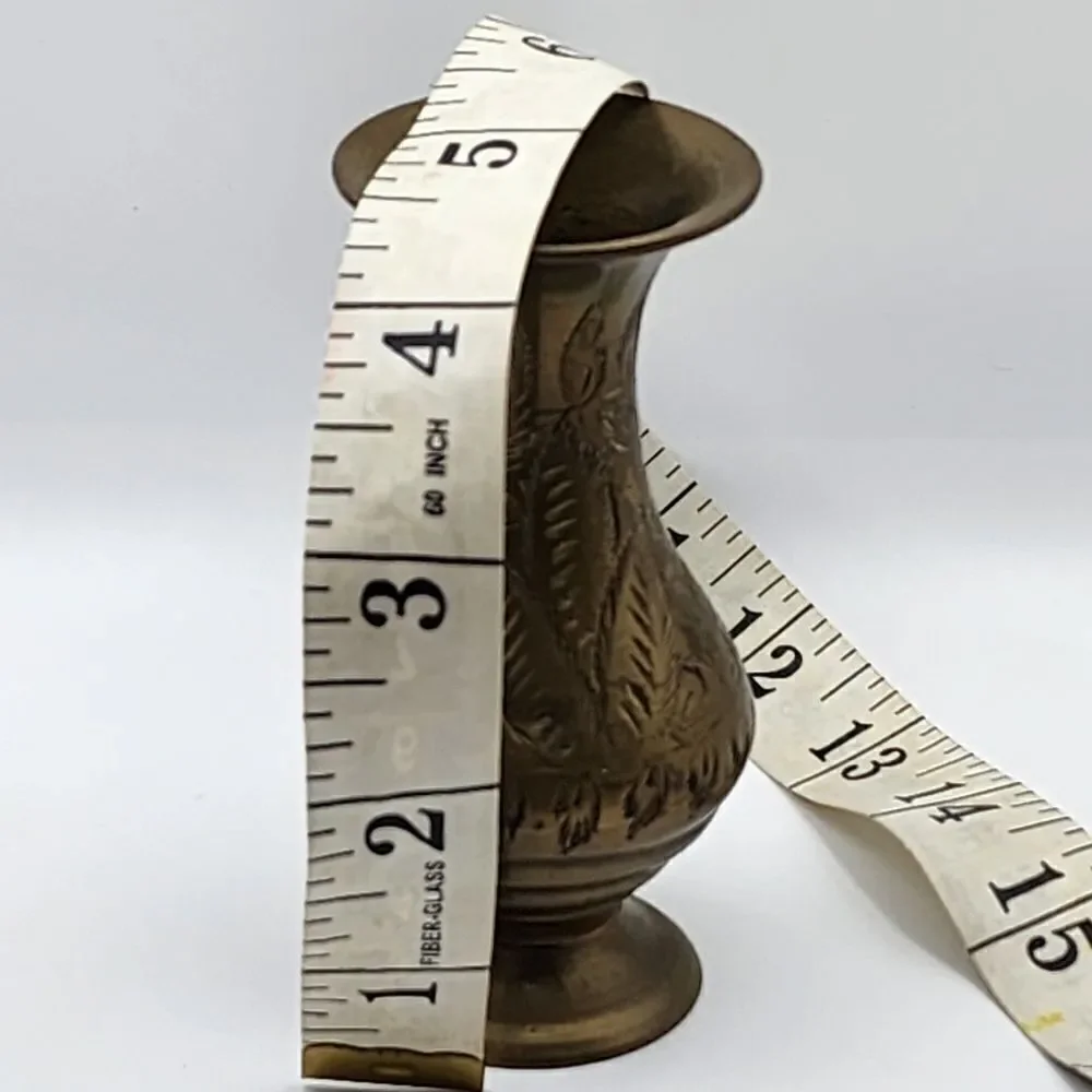 Vintage Brass Bud Vase India Hand Engraved  Design